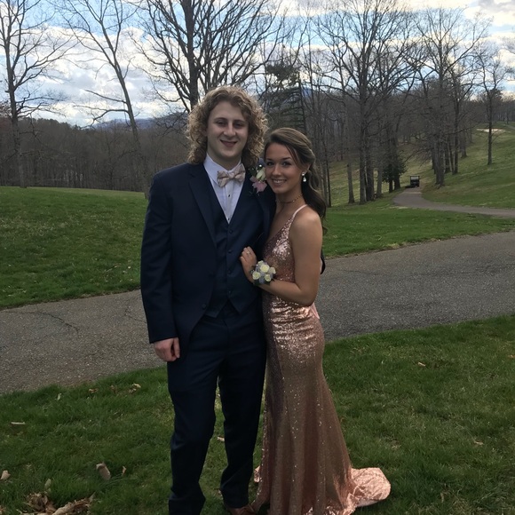 Rose Gold A&N Lux Label Lace Up Prom Dress - Picture 2 of 3